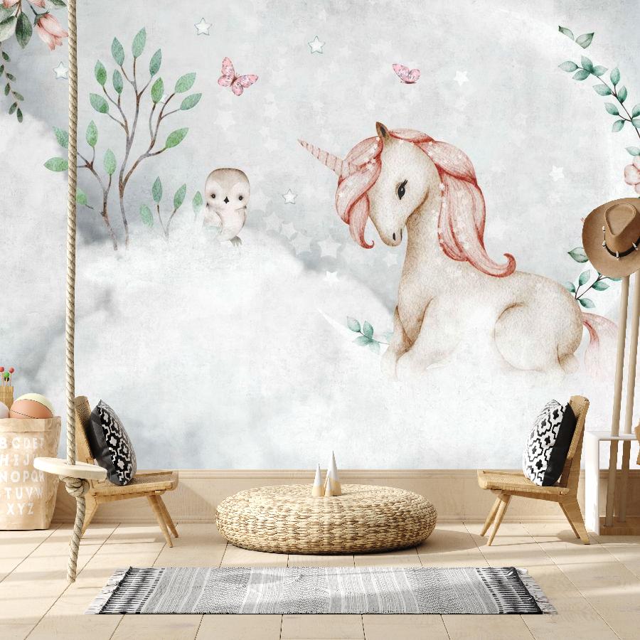 фотообои единорог в пушистых облаках 12-1832 фотообои единорог в пушистых облаках 12-1832