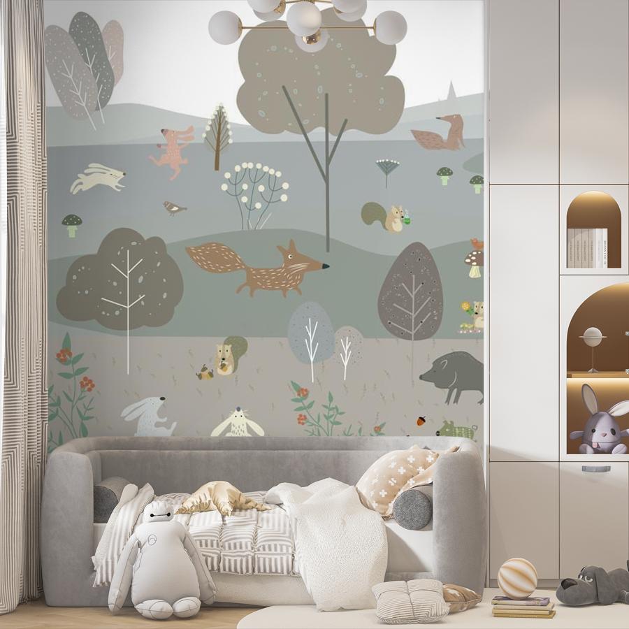 фотообои полянка с животными рисунок 12-1512 фотообои полянка с животными рисунок 12-1512