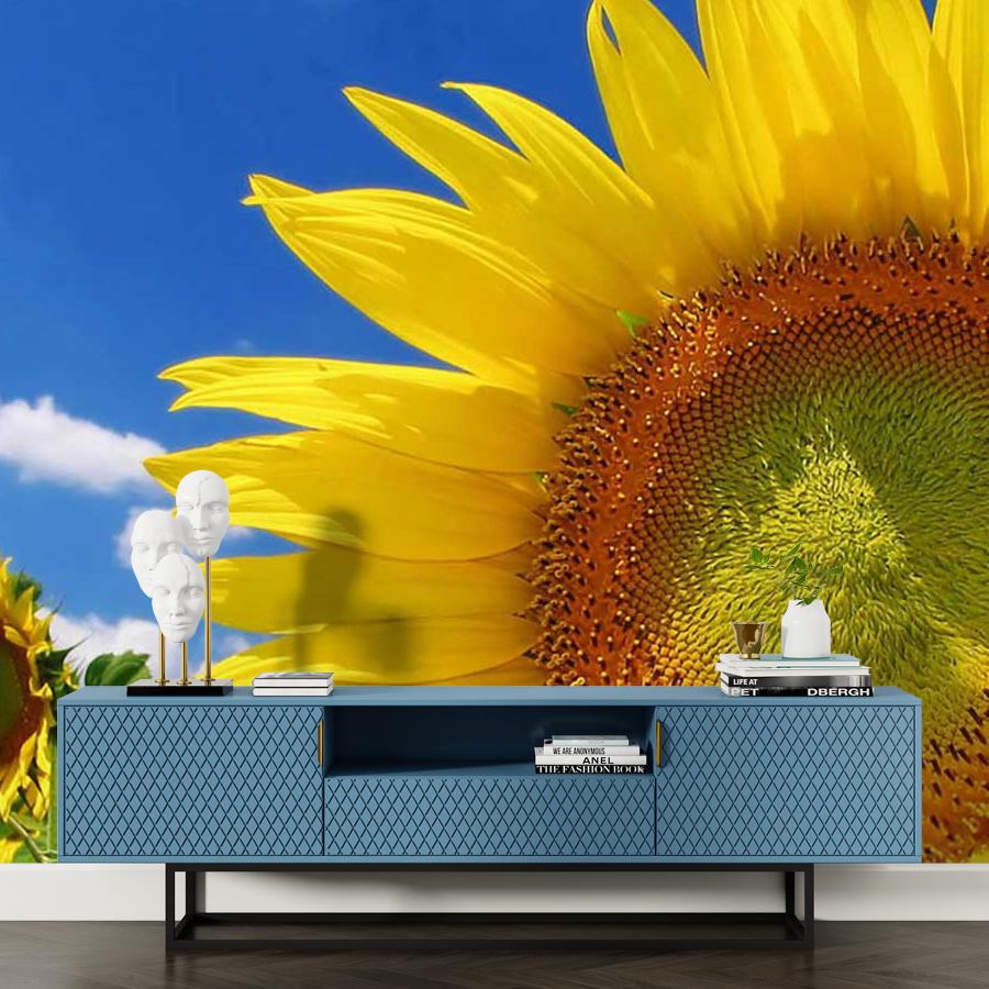 фотообои желтый подсолнух 3 д на фоне неба 9-386