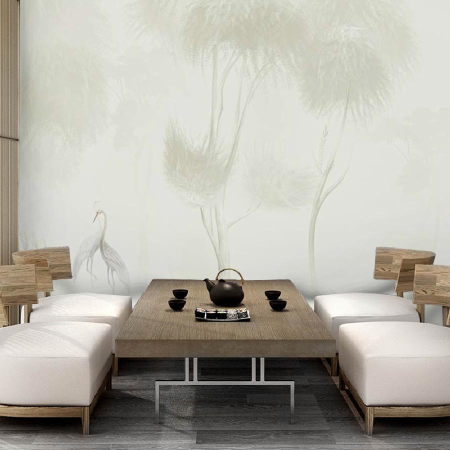 фотообои белая цапля среди деревьев