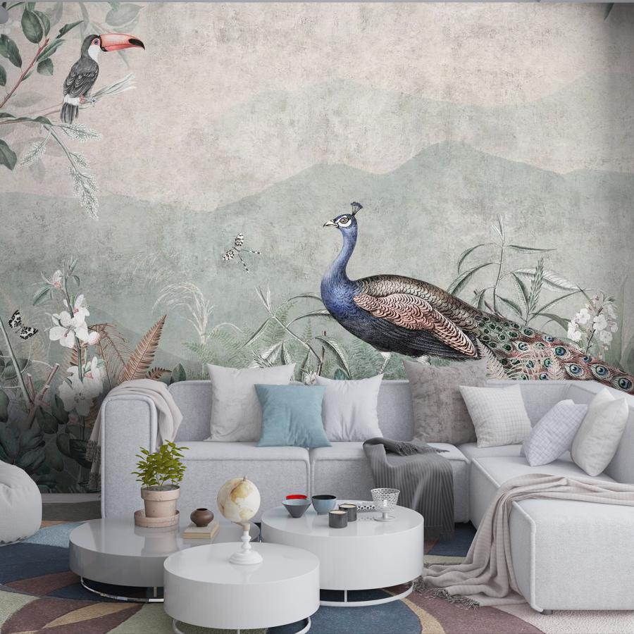 фотообои павлин и тукан 12-1841