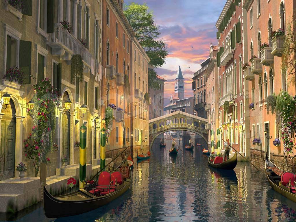 Фотообои Венеция светящаяся ночью