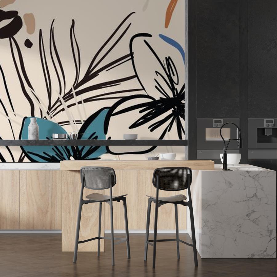 фотообои цветы на бежевом фоне 9-1120