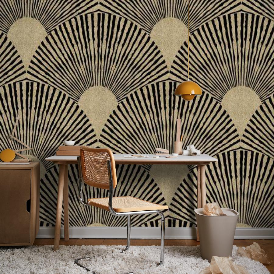 фотообои орнамент веерный золотистый 14-1012