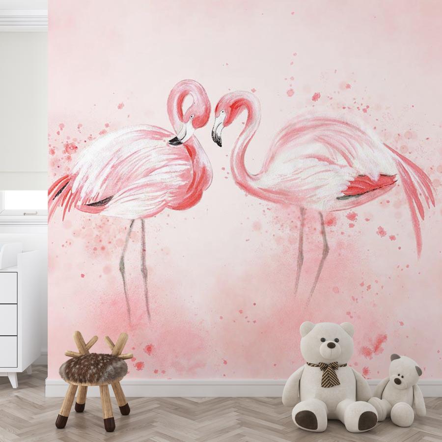 фотообои акварельный фламинго 14-324