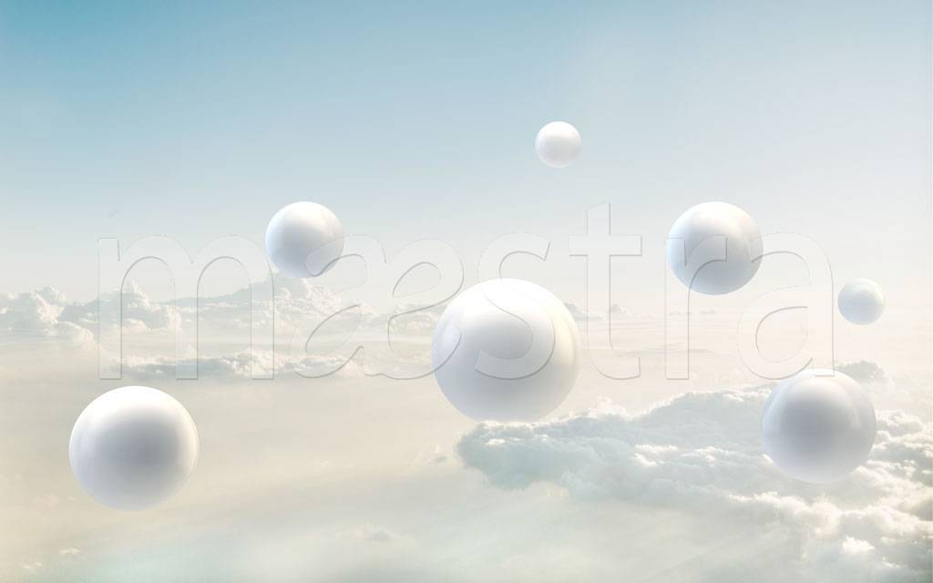 Фотообои 3д шары в облаках