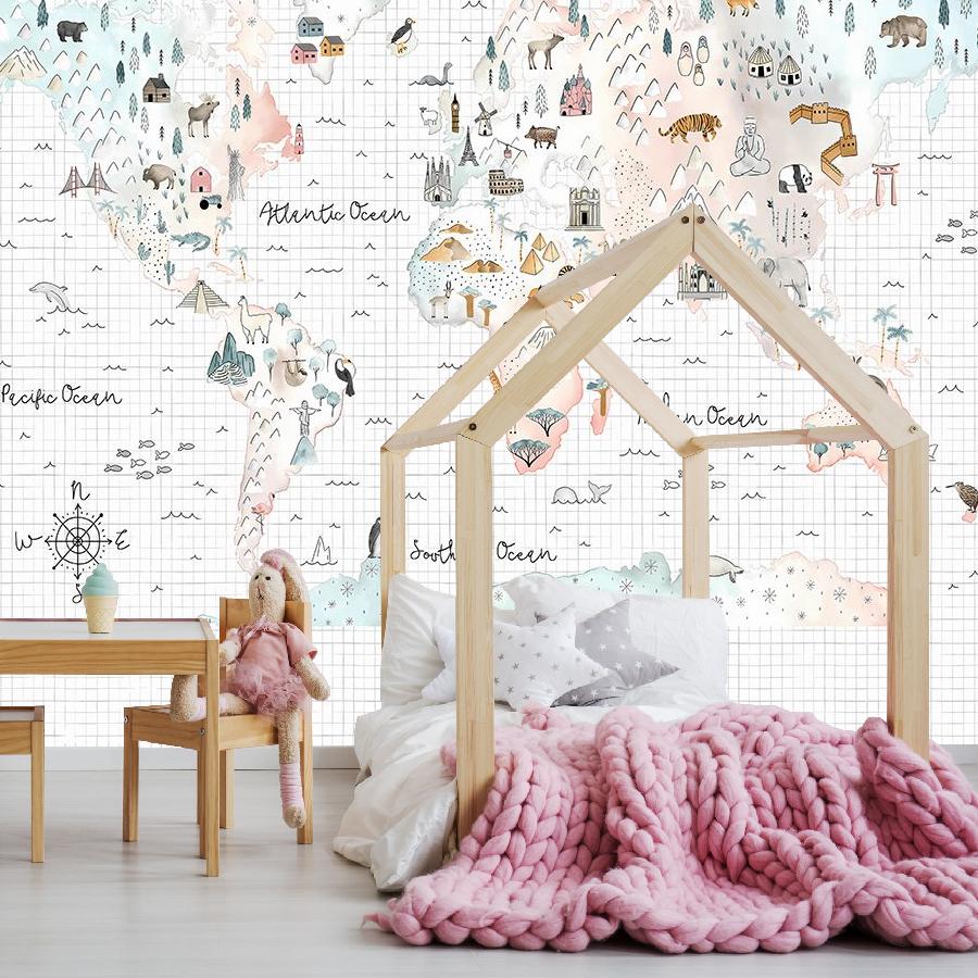 фотообои карта мира на клетках 14-875