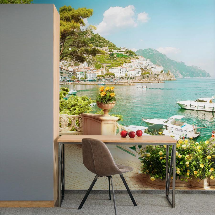 фотообои колонны с лестница возле набережной 19-0194