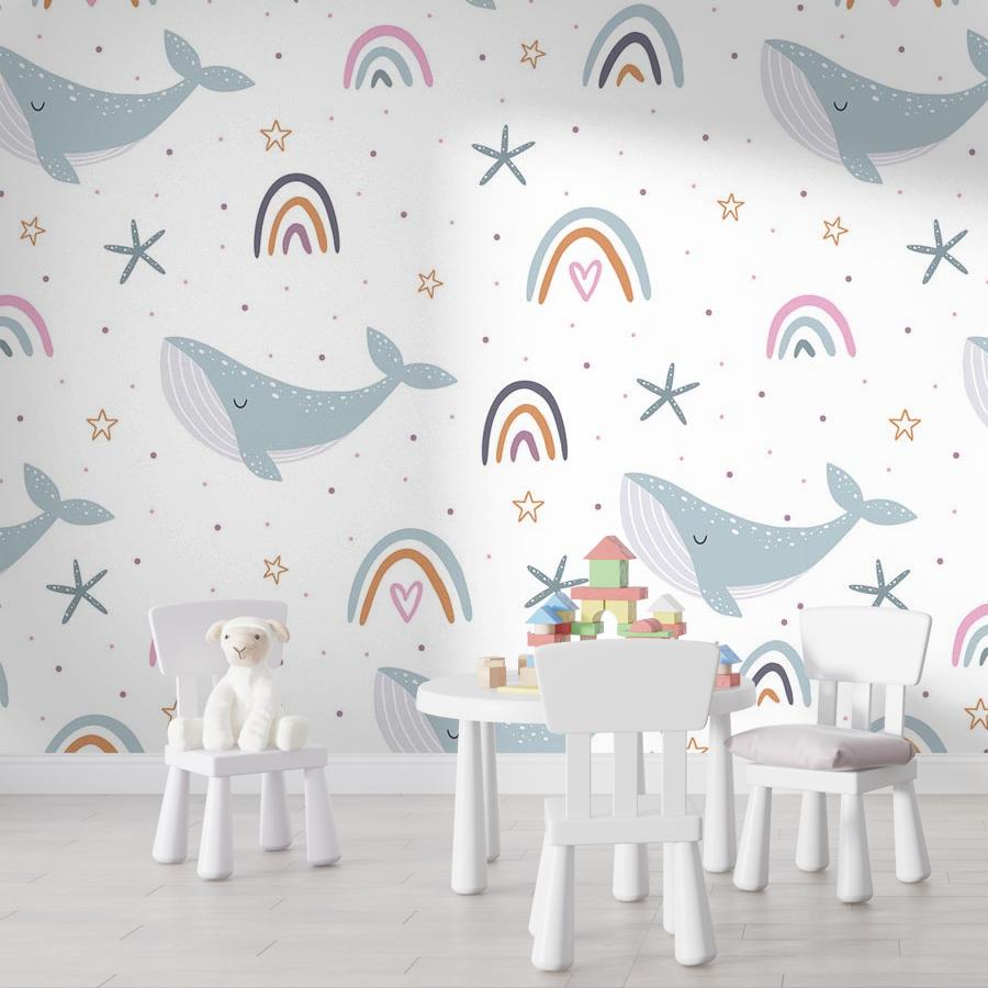 фотообои киты и радуги 12-740