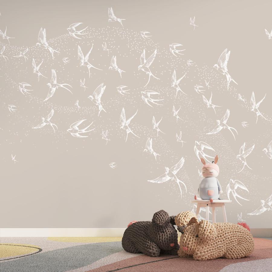 фотообои ласточки белые в спальню 14-1190