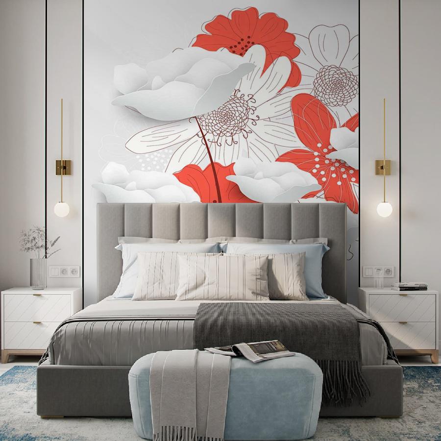 фотообои маки красно-белые 9-009 фотообои маки красно-белые 9-009