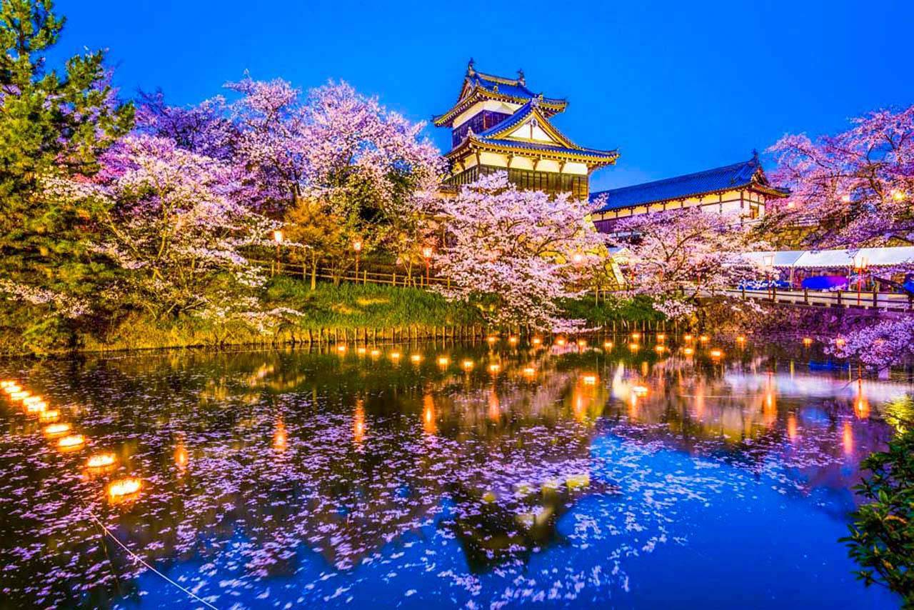 фотообои сказочный замок корияма с цветущими садами 10-035