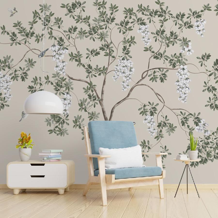 фотообои дерево с листьями и птицами 13-911 фотообои дерево с листьями и птицами 13-911