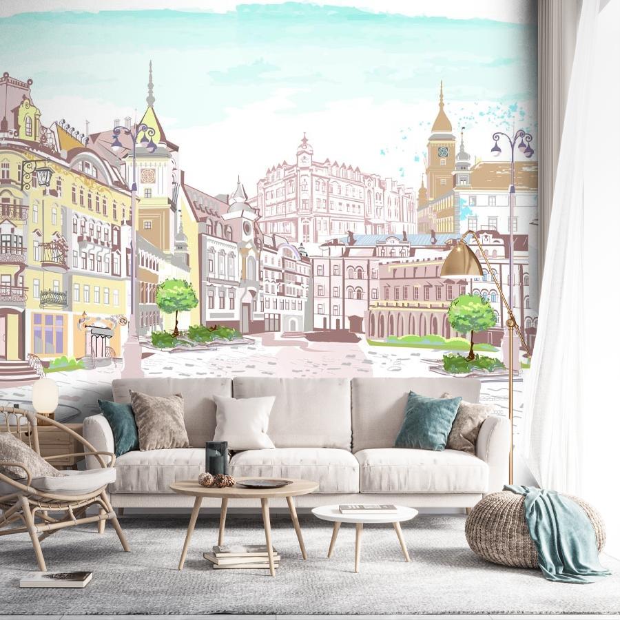 фотообои город рисунок 9-2043