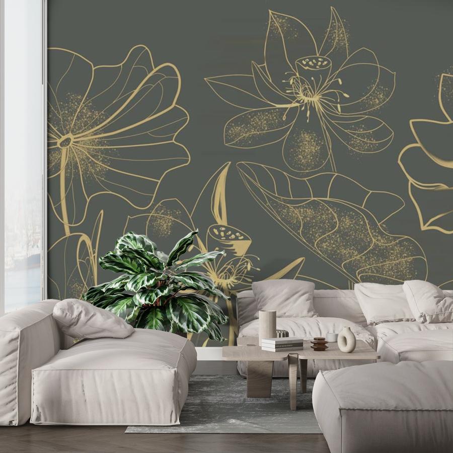 фотообои лотос золотой 13-533 фотообои лотос золотой 13-533