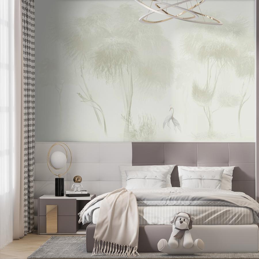 фотообои белая цапля среди деревьев