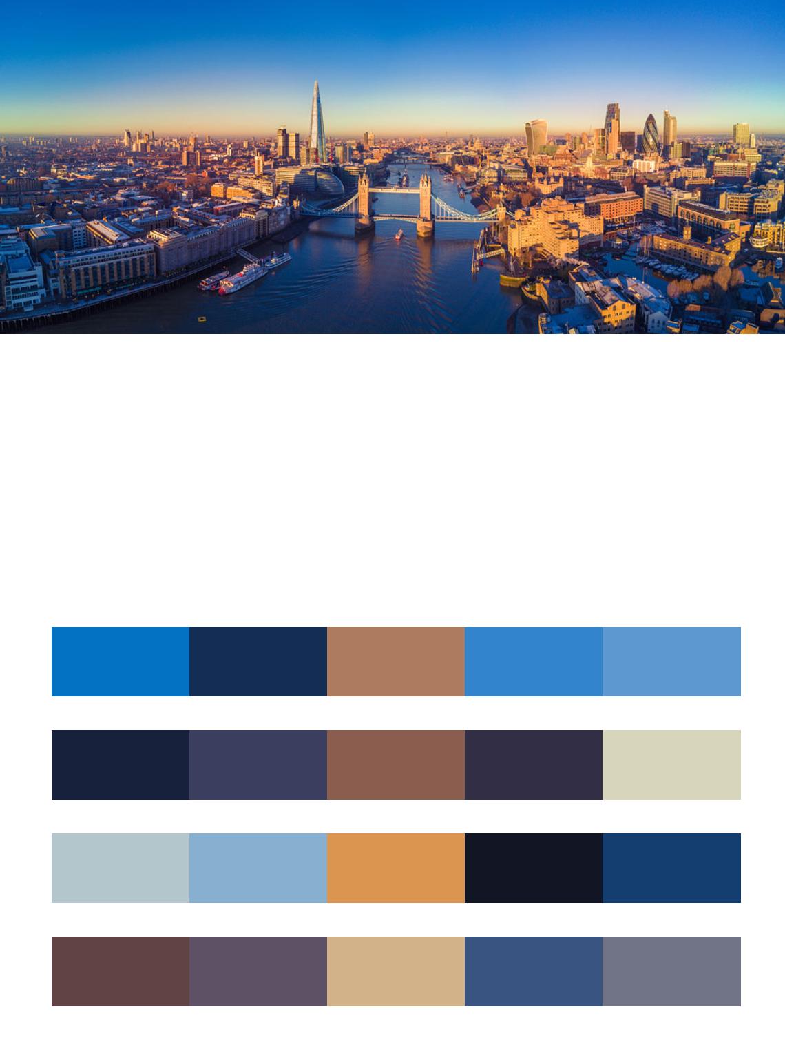 Панорама утреннего Лондона цвета