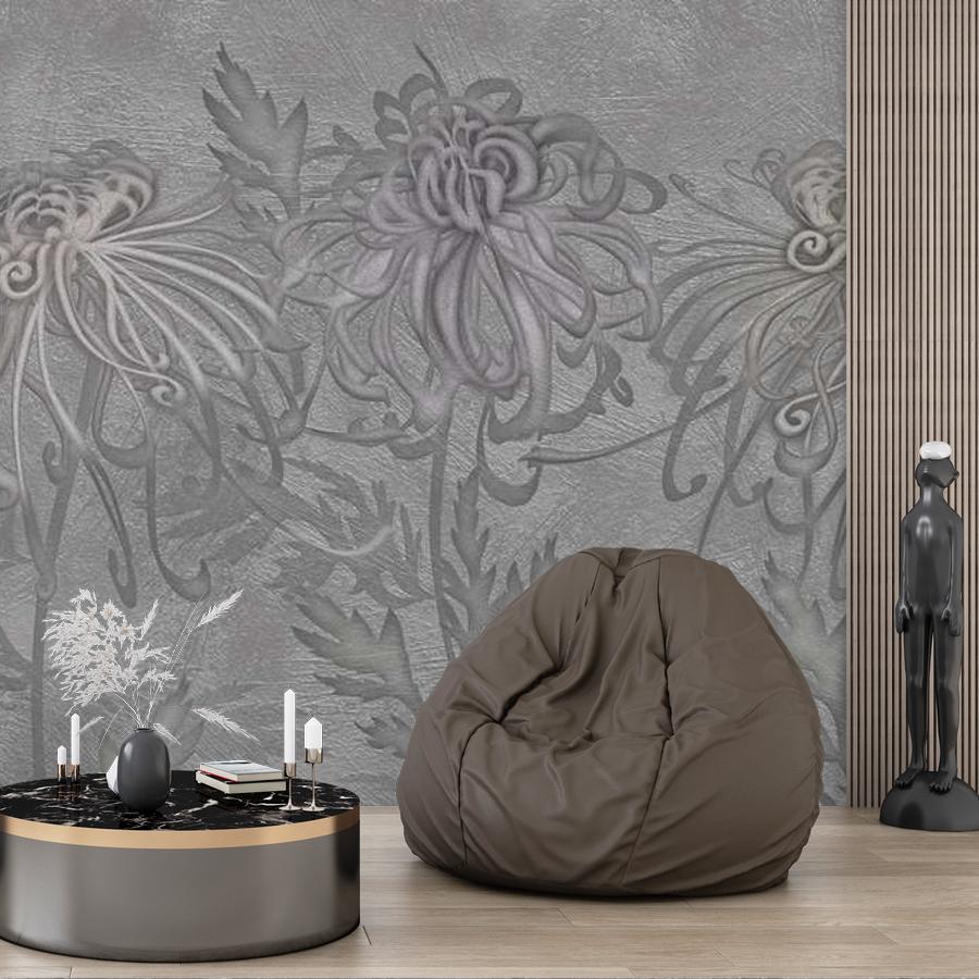 фотообои 3д цветы серые 13-1001