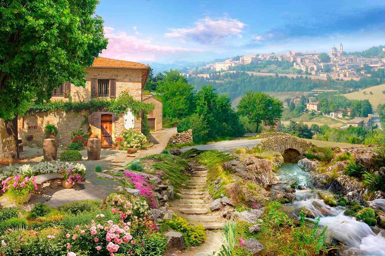 фотообои хижина у горной реки 7-134