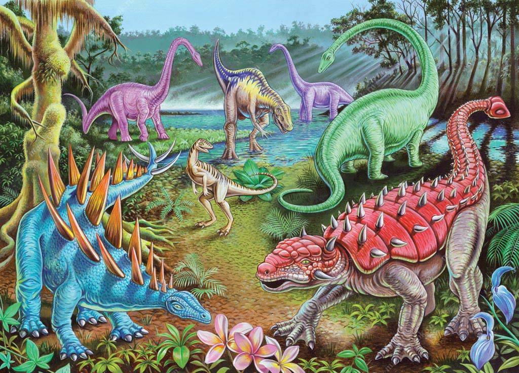 Фотообои Динозавры на водопое