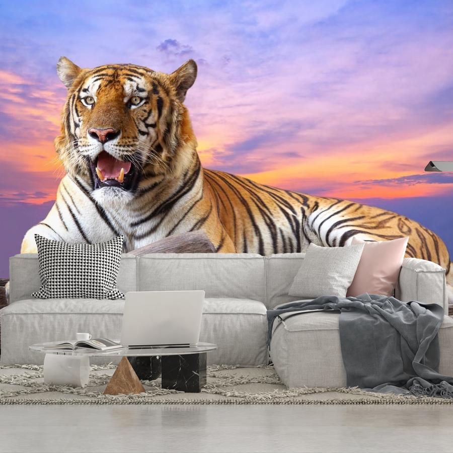 фотообои тигр на закате 9-2064