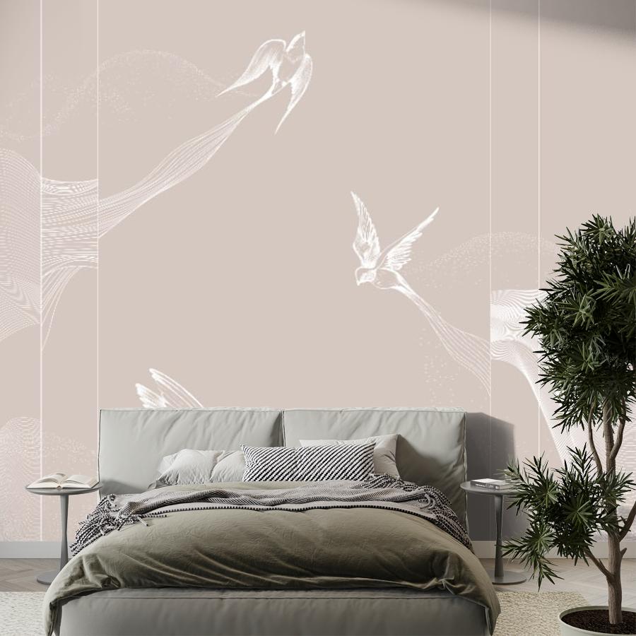 фотообои птицы летят белые 14-1179