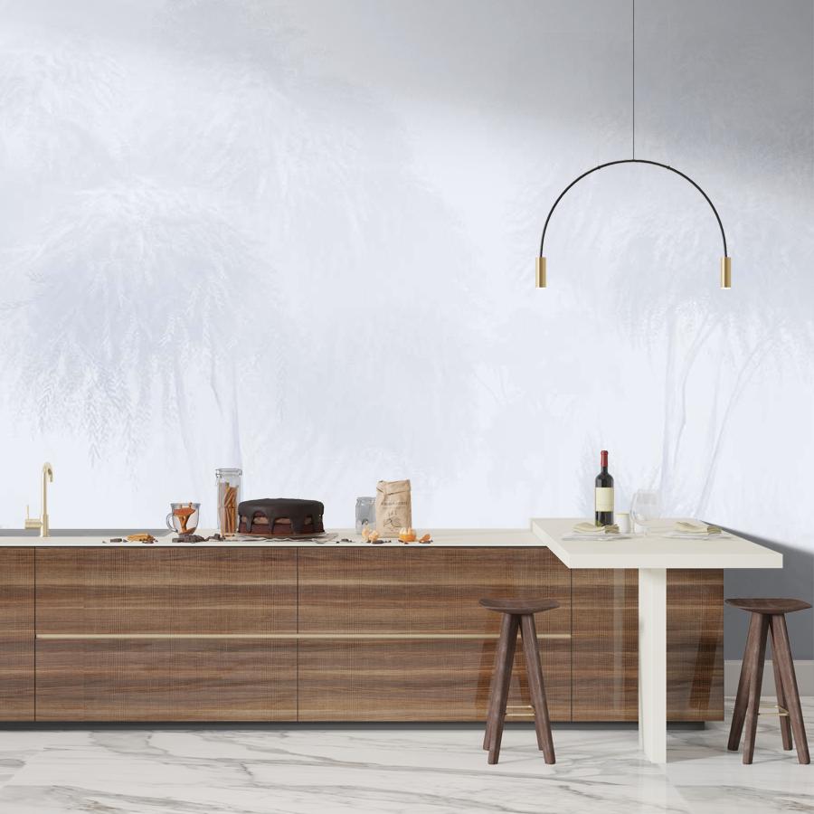 фотообои туманный лес и белая цапля