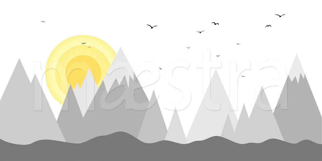Фотообои Горы серые с солнцем