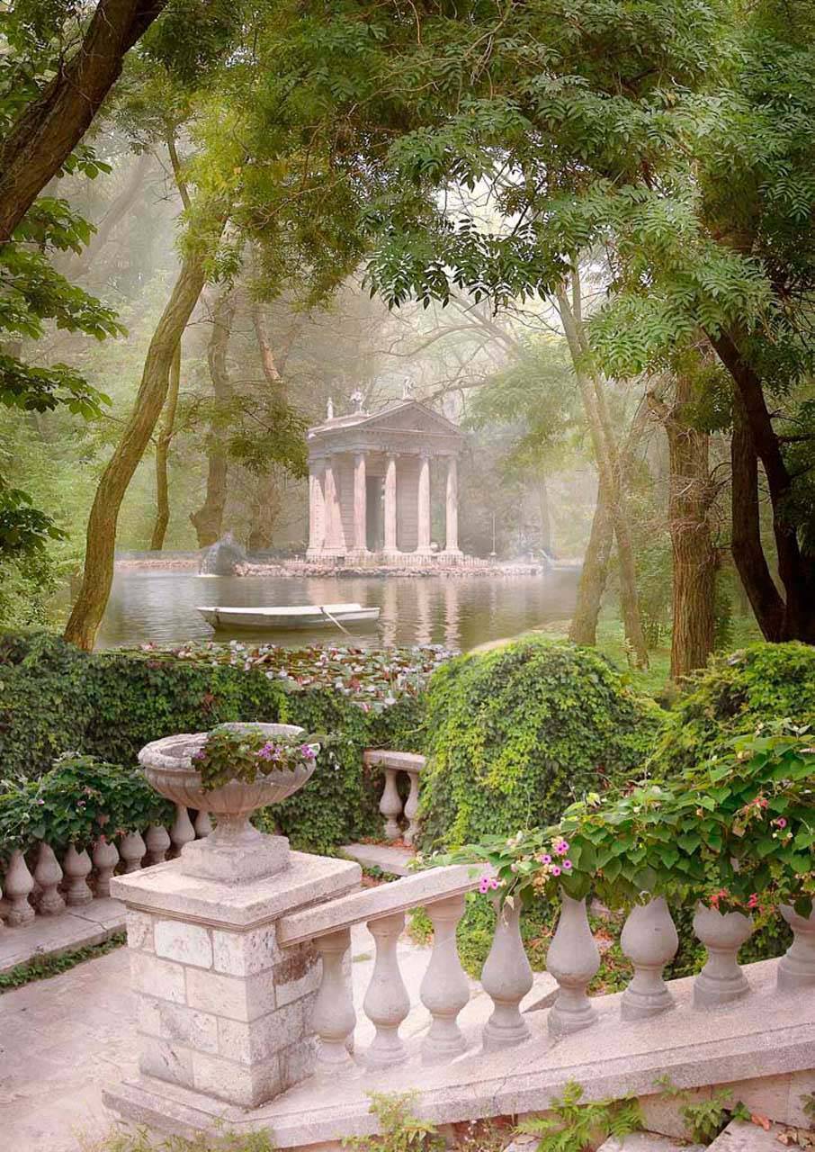 фотообои вид с балкона на беседку в парке 7-182