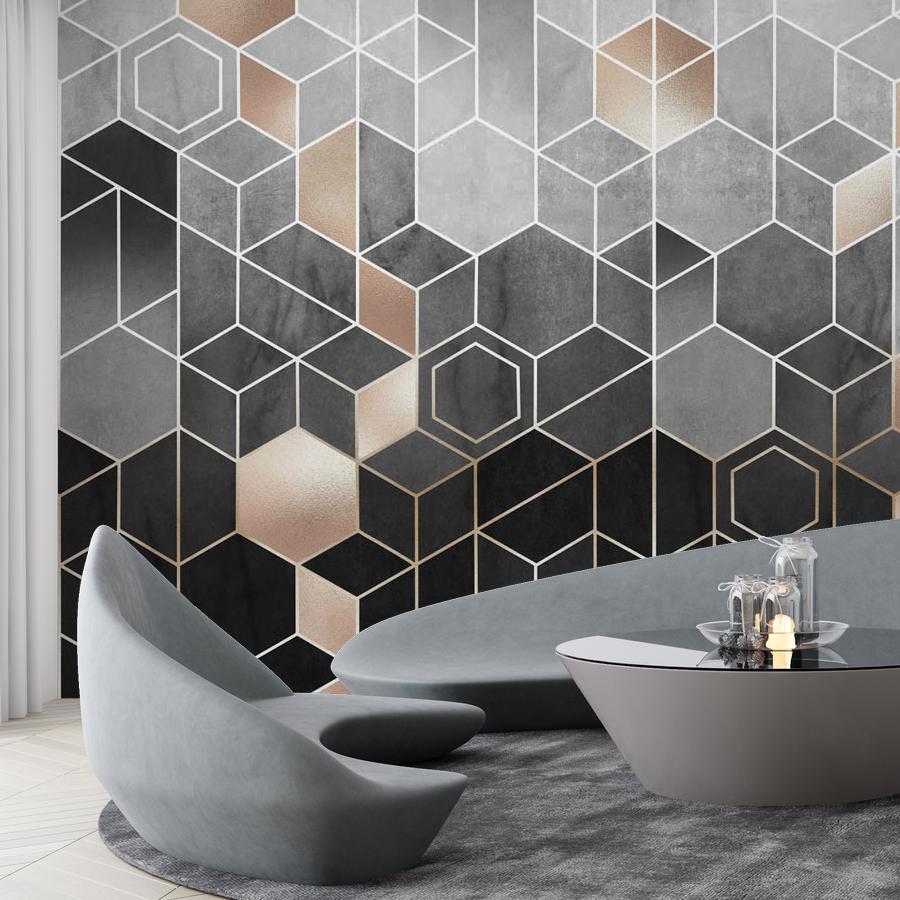 фотообои серые соты 9-1346