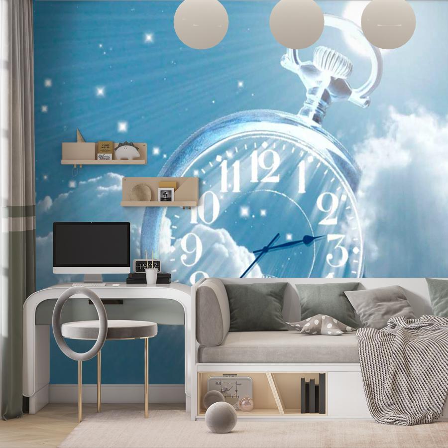 фотообои часы в небе 9-392
