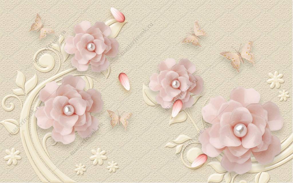 Фотообои 3д розовые цветы