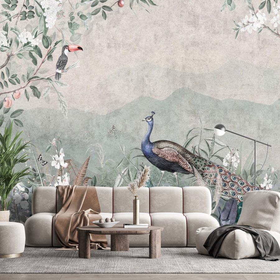 фотообои павлин и тукан 12-1841