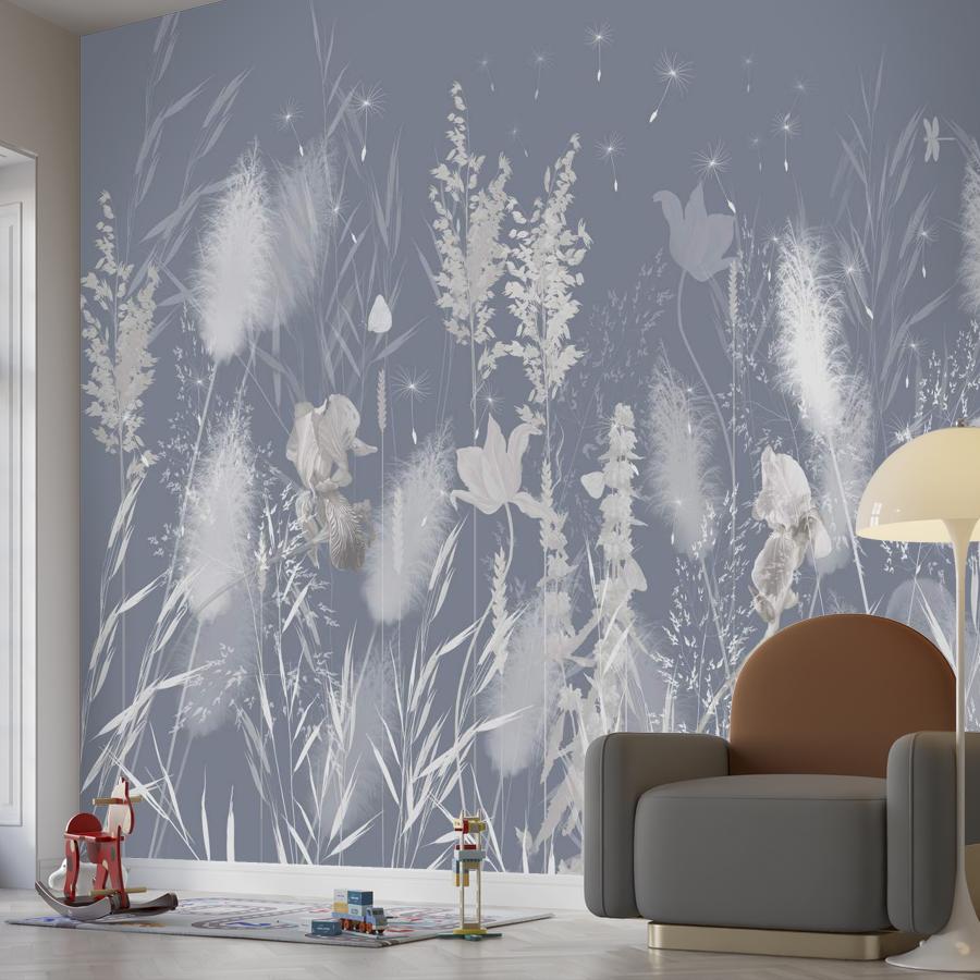 фотообои полевые цветы на голубом 13-984