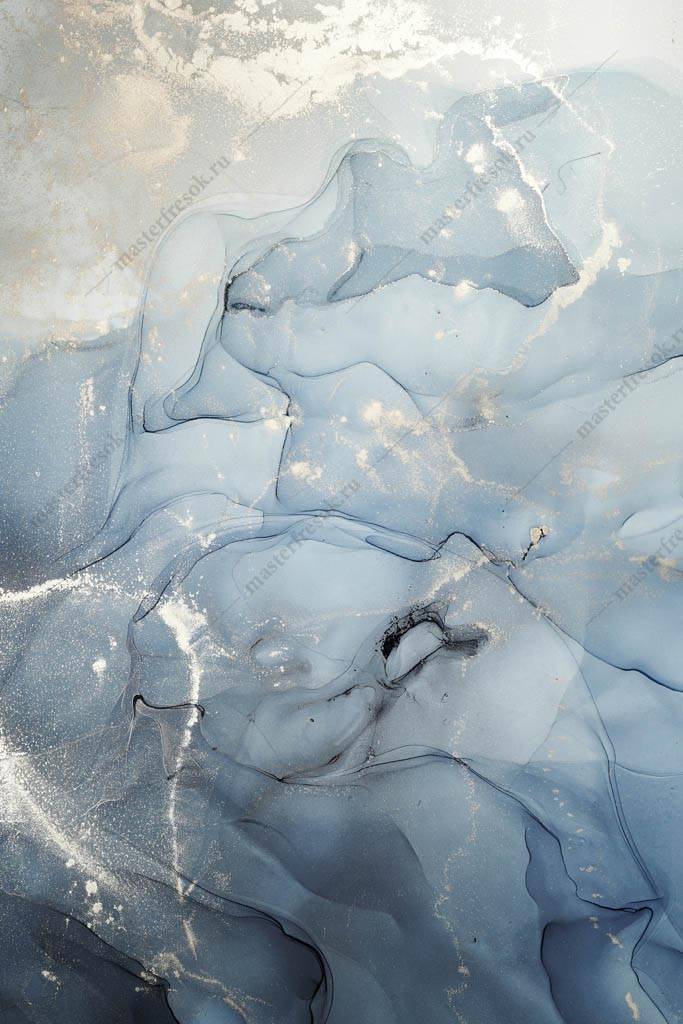 Фотообои Флюид арт синий золотые песчинки