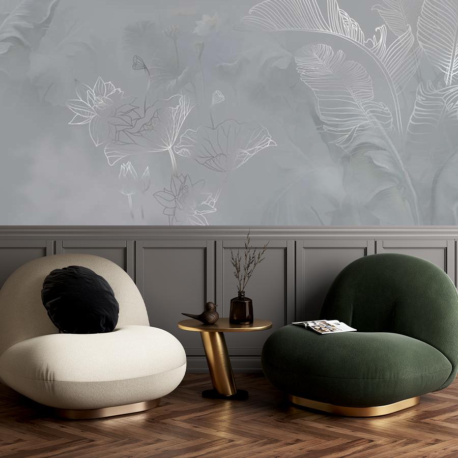 фотообои листья в темном тумане 13-1083