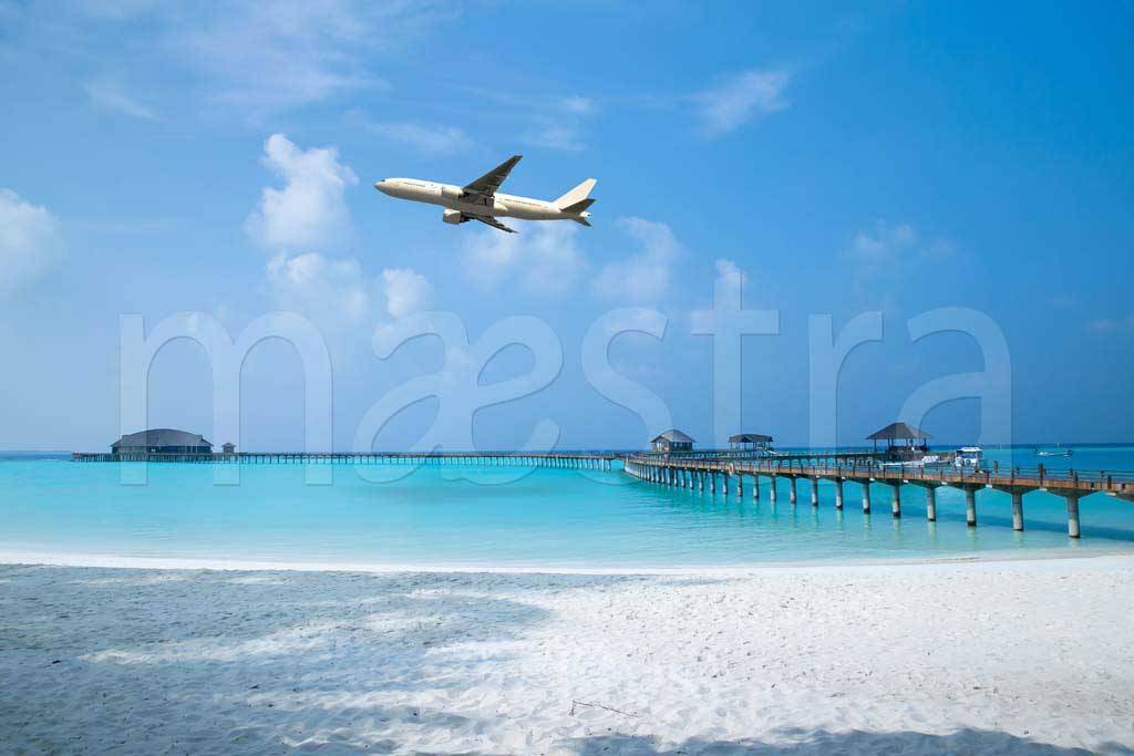 Фотообои Тропический берег и самолет