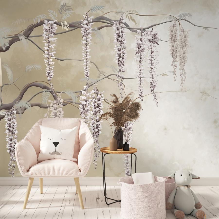 фотообои веточки свисающие глицинии 13-1120