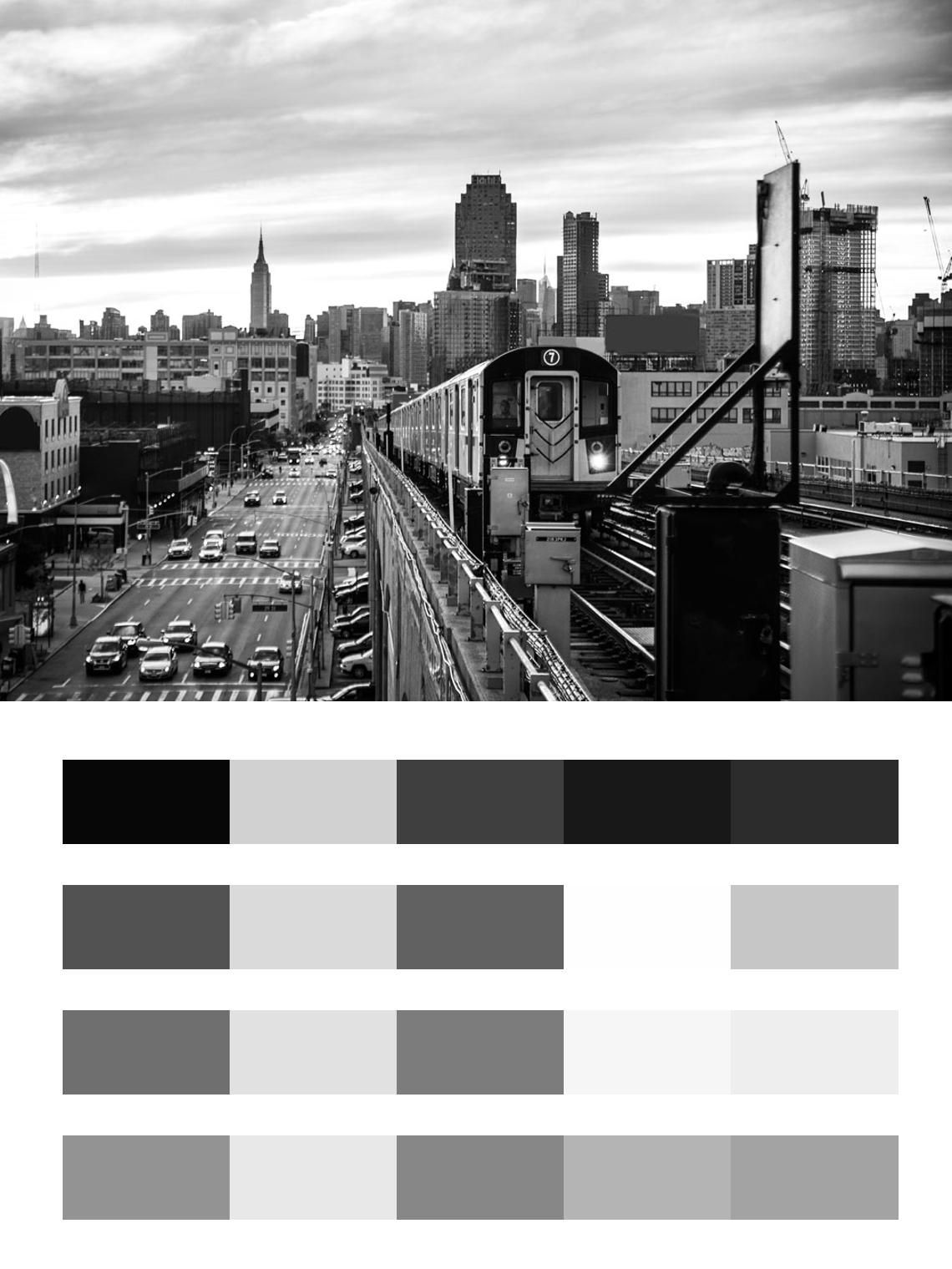 Нью Йорк черно белый, железная дорога цвета