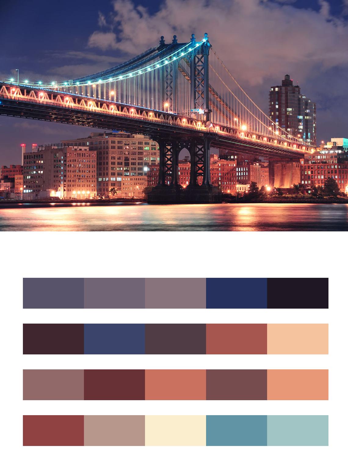 Ночной мост красочного Нью Йорка цвета