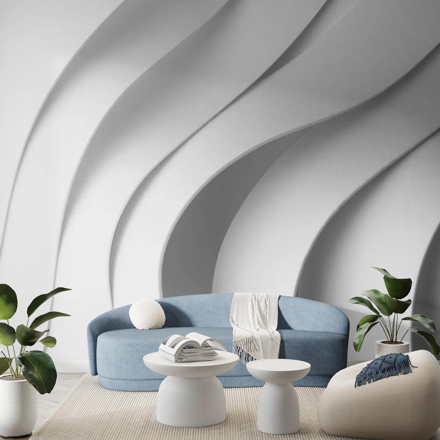 фотообои 3д белые волны с тенью 10-778 фотообои 3д белые волны с тенью 10-778