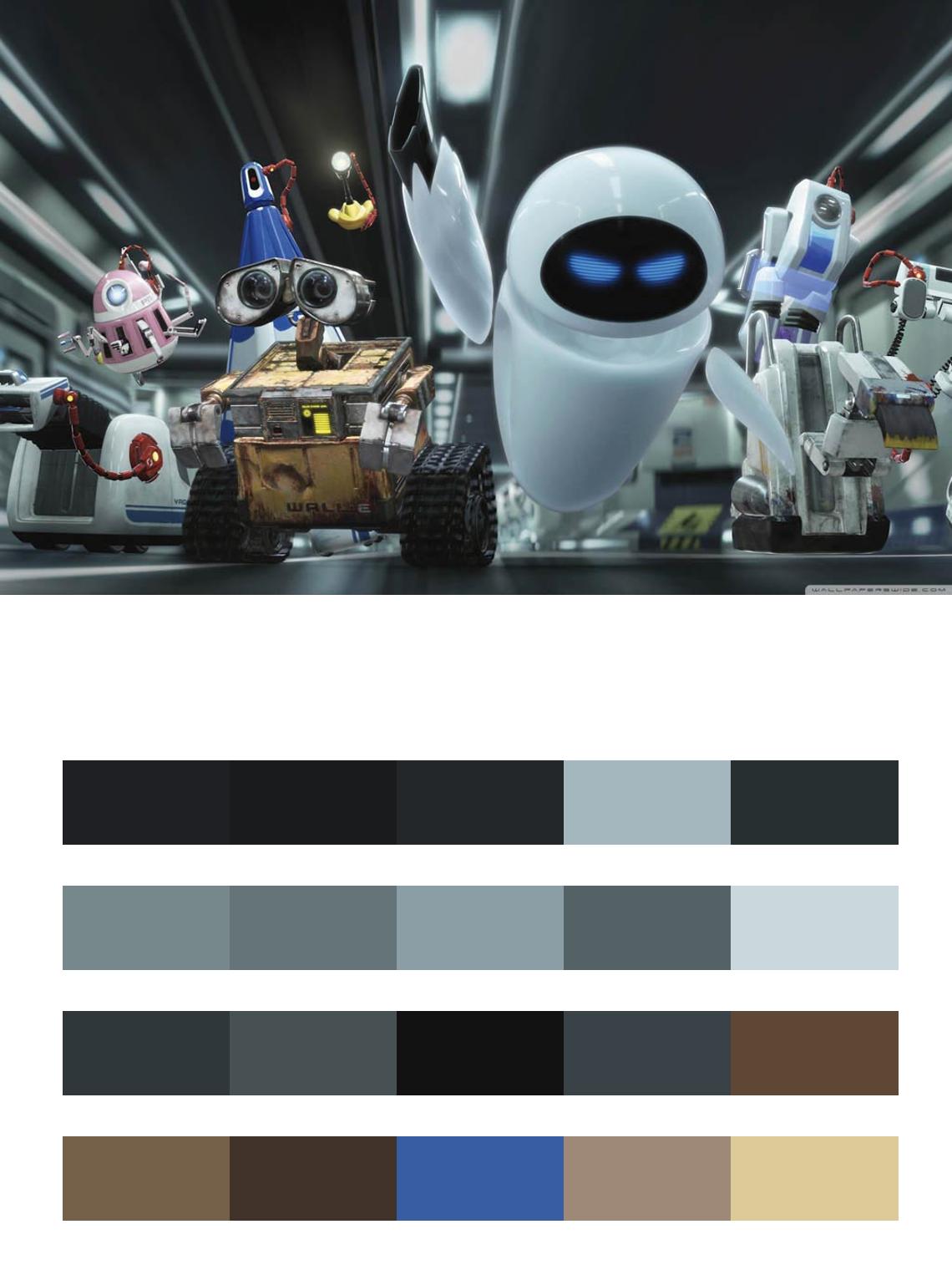 Валли роботы персонажи цвета