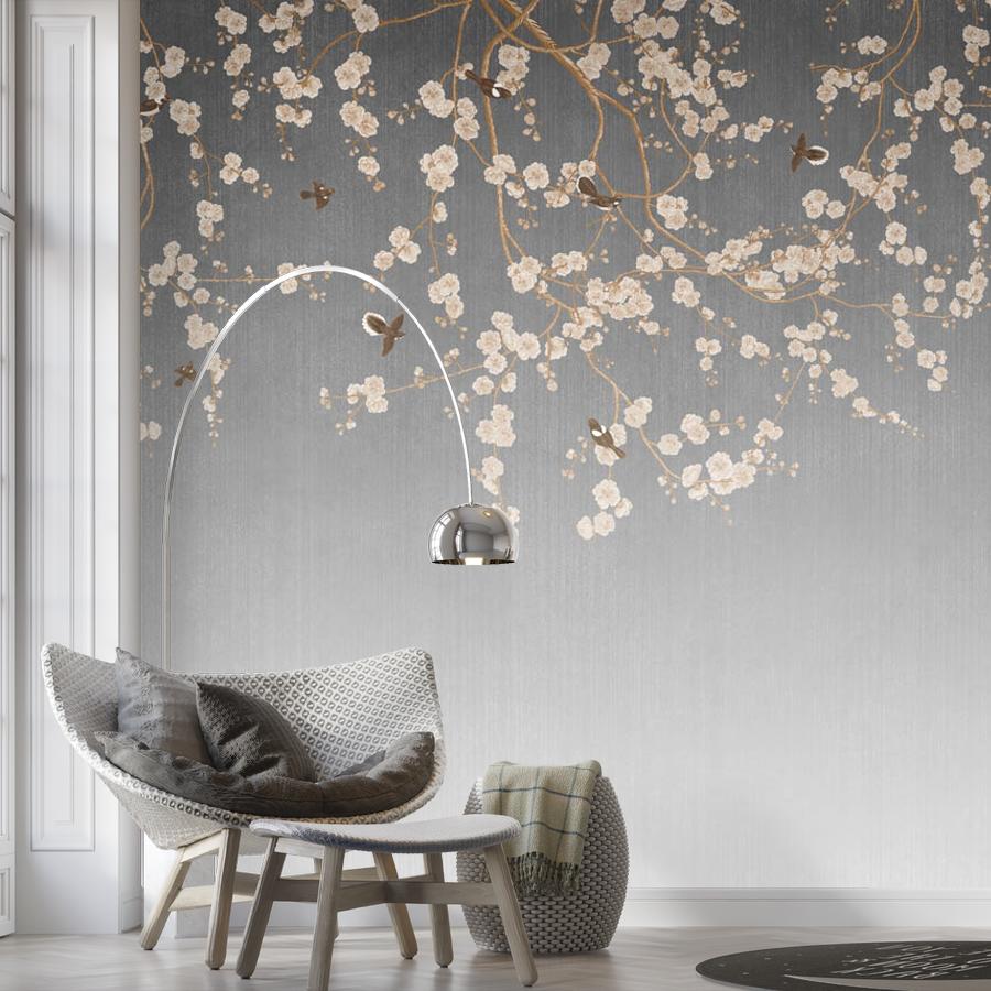 фотообои веточка сакуры и птицы 9-1481