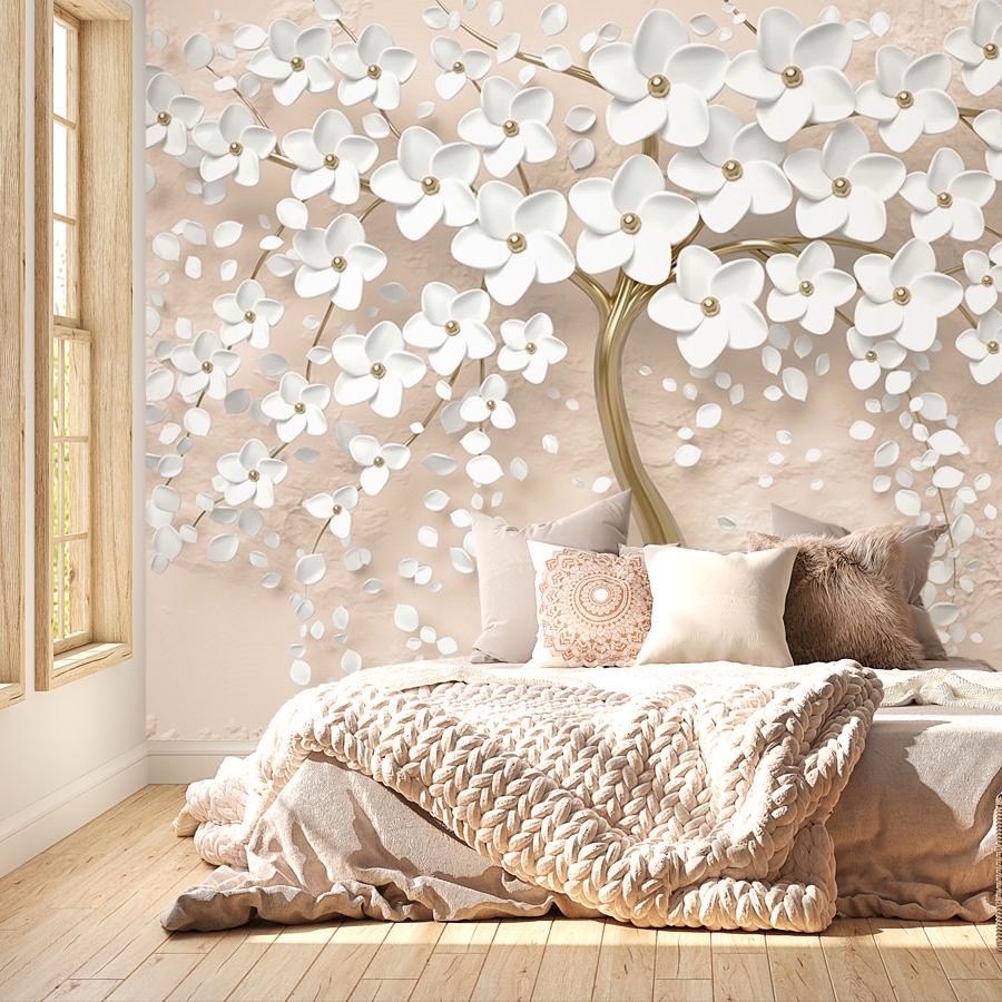 фотообои дерево 3д на пудровом фоне 10-888