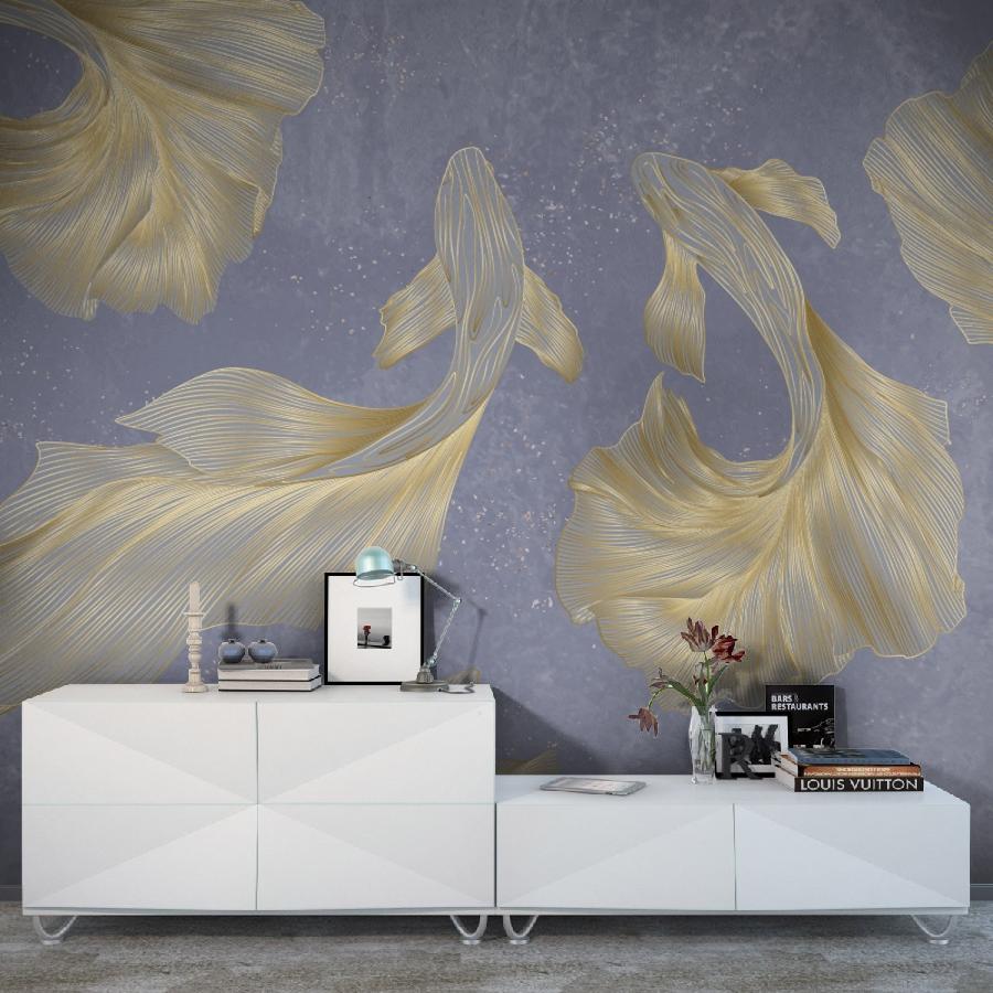 фотообои рыбы золотые на голубом фоне 14-1270