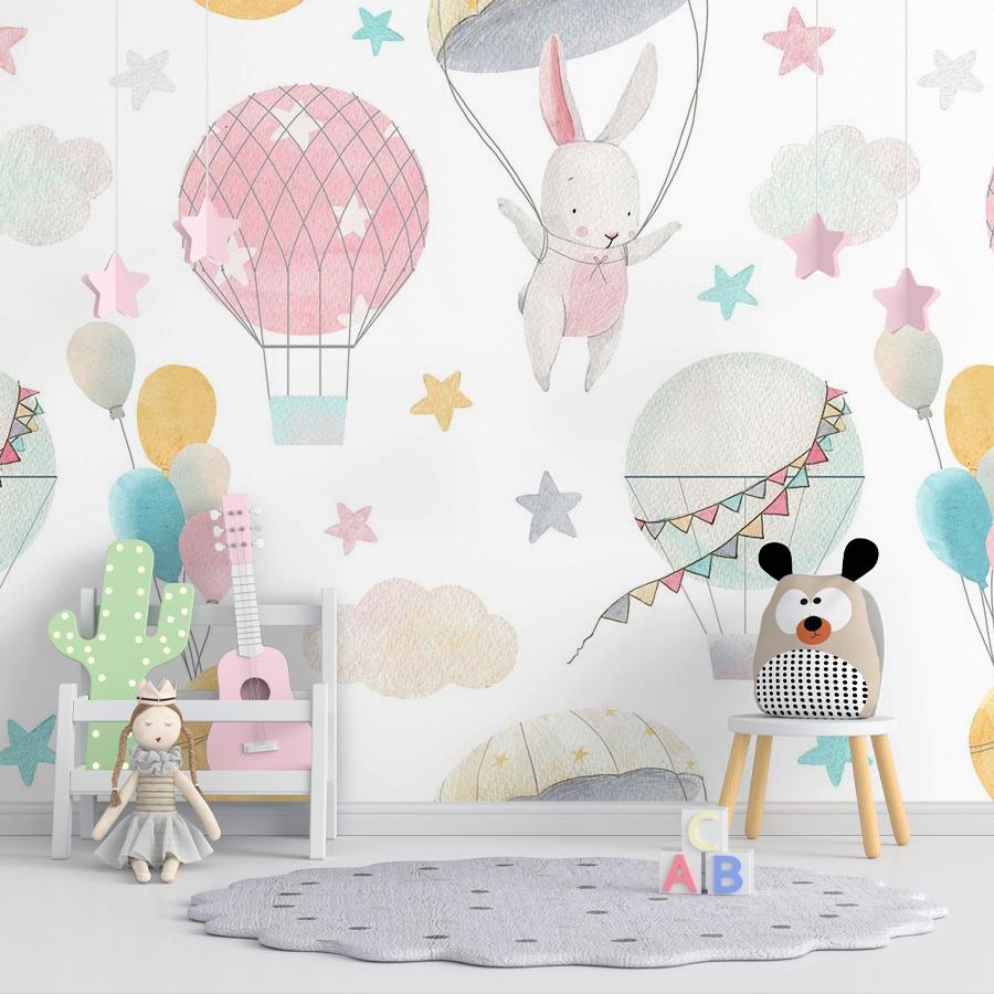 Фотообои и фотообои воздушные шары и зайцы 12-737