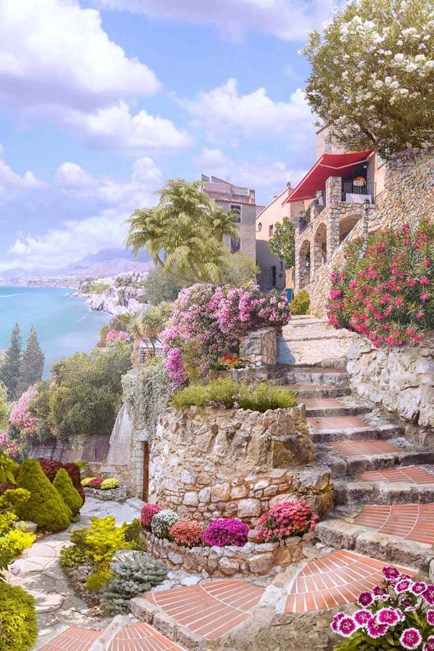 фотообои улочка и дворик в горах 7-207 фотообои улочка и дворик в горах 7-207