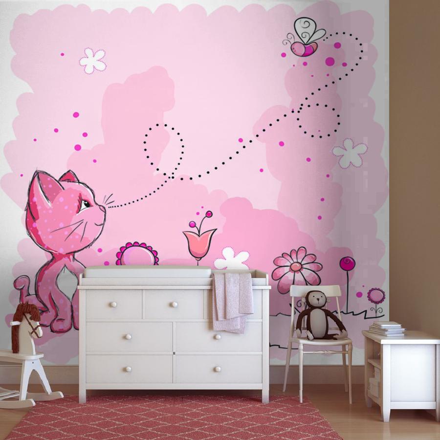 фотообои розовый котенок 12-071