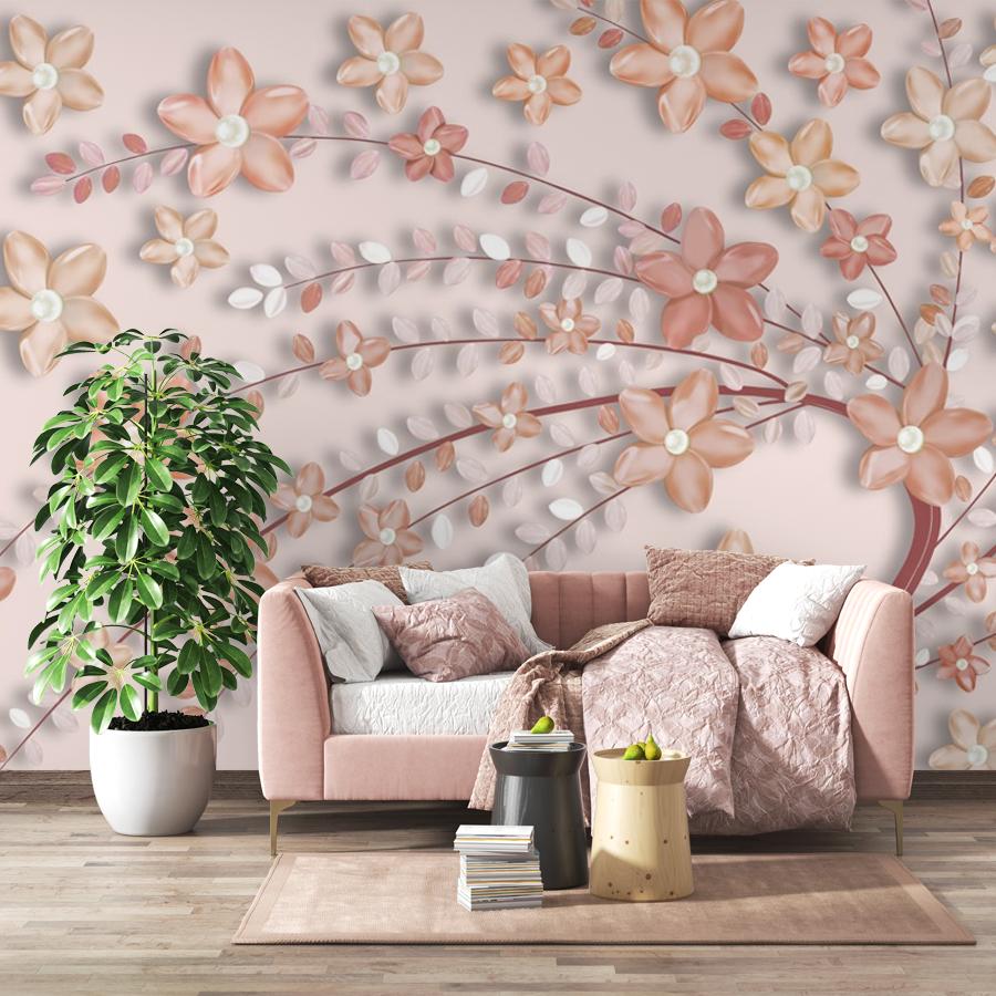 фотообои объёмное дерево с цветами 14-633