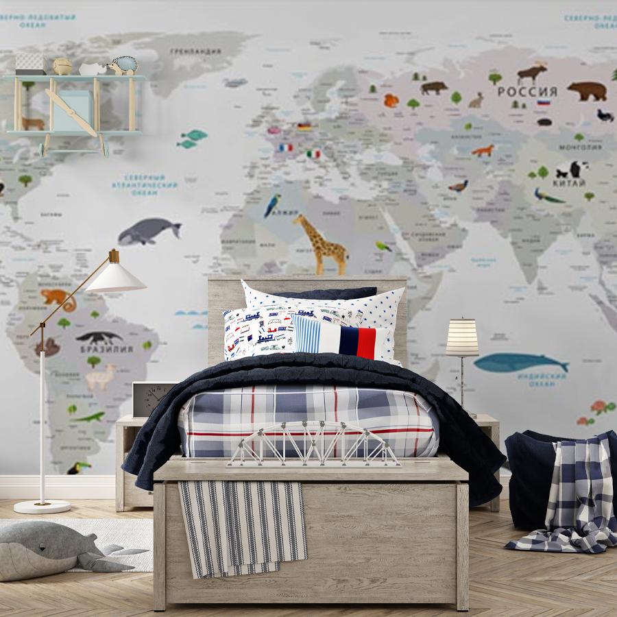 фотообои карта мира на русском большая 12-984